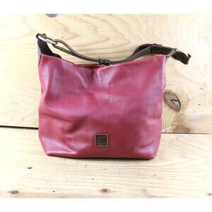 Dooney and Bourke Florentine Hobo Red Pebble Leather Shoulder Twist Strap Bag